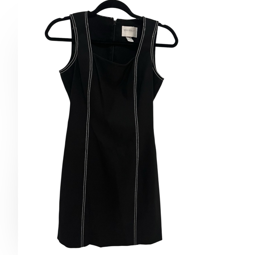 Hugo Buscati Black Mini Dress with White Stitching
